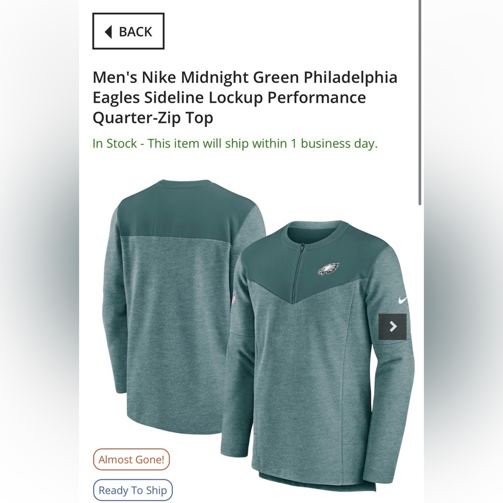Philadelphia Eagles NFL quarter zip